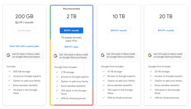 How to buy google drive/store space ?